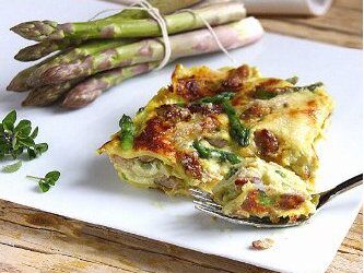 Lasagne agli asparagi e rigatino